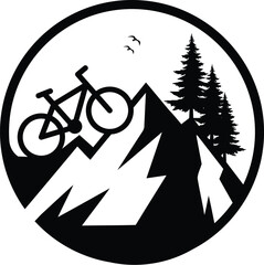 Mountain Bike Emblem Logo Vector