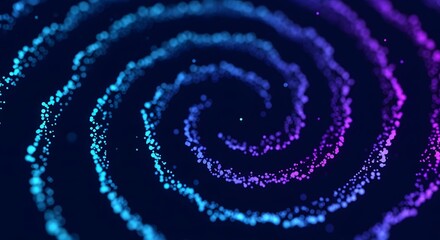 Spiral galaxy style digital particles forming futuristic data vortex and artificial intelligence motion