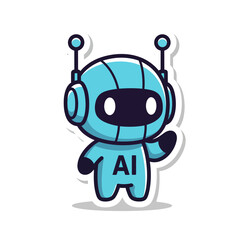 Cute AI robot character with headphones and futuristic design