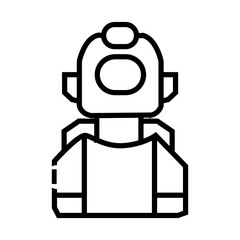 Simple robot head line icon in outline style, artificial intelligence and automation concept vector illustration isolated on white background.