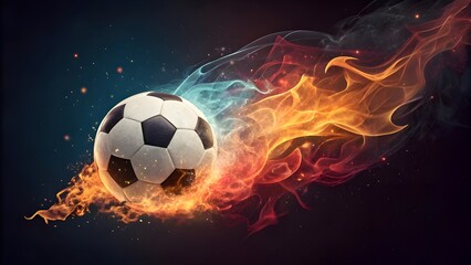Naklejka premium Burning soccer ball on isolated background