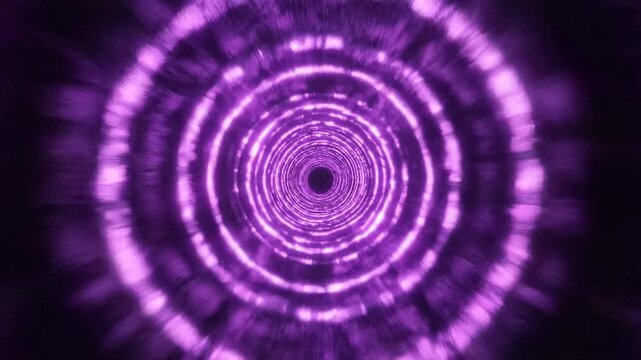 Infinite purple glowing concentric rings receding into a luminous void