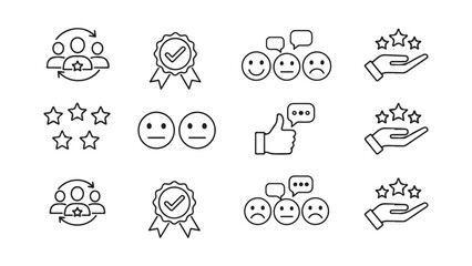 Fototapeta premium Minimalist social media and feedback icons set for ui and web design