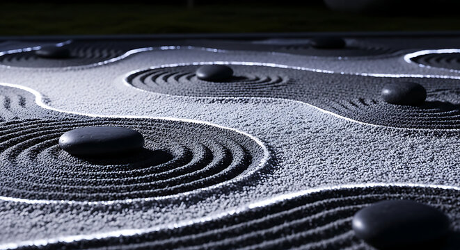 Black Zen Stones on Gravel.