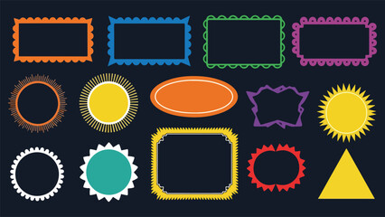 Vibrant flat shapes and icons set for creative and educational design