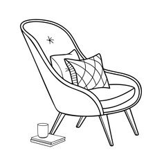Vector cozy armchair with books and coffee