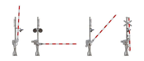 Obraz premium Railway crossing barrier prop set.