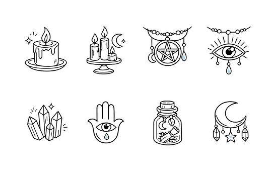 Collection of mystical and occult symbols for witchcraft and magic