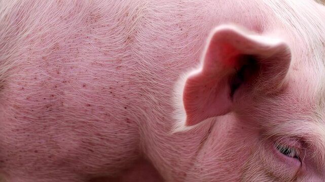 Close-up of a pig's head and ear