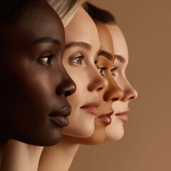 Diversity of women side profile