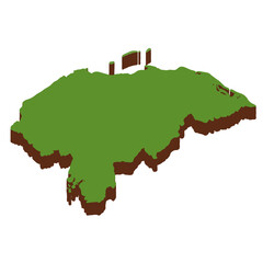 3D Green Map of the Honduras with transparent image for travel book, poster, business,	