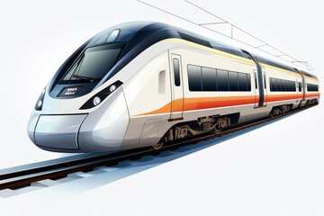 Fototapeta premium Modern electric train offering fast and efficient public transportation on a clean white background
