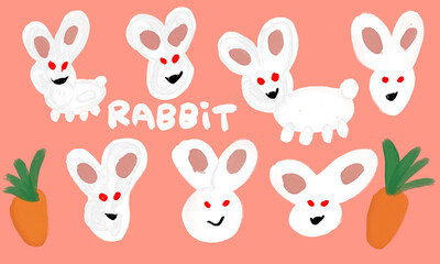 手描き　ウサギ　文字　イースター