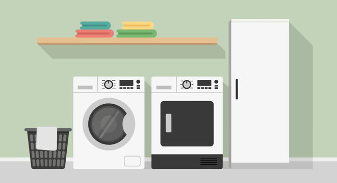 Laundry room with washing machine and dryer.