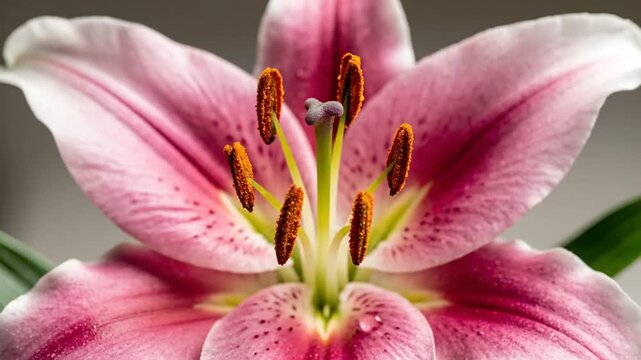Time-lapse of a Pink Stargazer Lily Blooming in Slow Motion, Revealing its Detailed Structure and Beauty