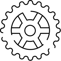 Obraz premium Gear mechanism illustrating interconnected parts, motion, and process flow, representing technology, engineering, and the concept of progress in a simplified outline icon