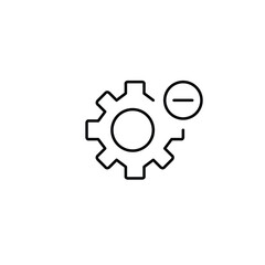 Fototapeta premium Cogwheel and minus. Settings unavailable, update cancelled. Pixel perfect, editable stroke vector icon