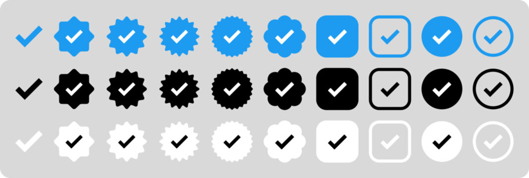 Set of Verified Tick Badges and Icons.