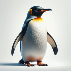 King Penguin Facing Right on White Background, Studio Portrait