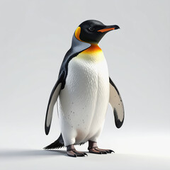 Obraz premium King Penguin Standing Proudly on White Background, Full Body Shot