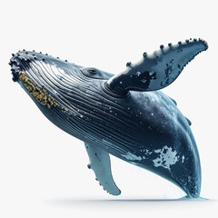 Majestic Humpback Whale Leaping from Water, Isolated Studio Shot