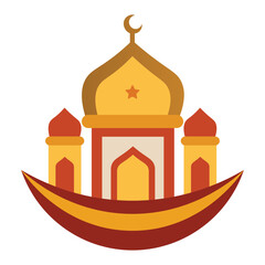Stylized Mosque with Crescent Moon and Star for Islamic Celebrations