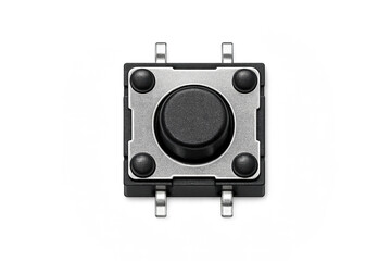 Fototapeta premium Top-view switch design featuring metallic elements on gray background