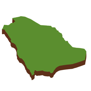 3D Green Map of the Saudi Arabia with transparent image for travel book, poster, business,	