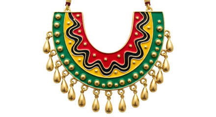 Vibrant u shaped necklace isolated on transparent background