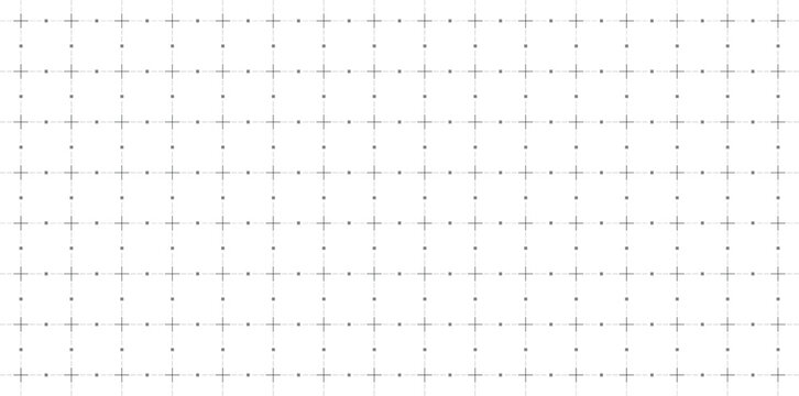 A clean, minimalist white grid background featuring a precise technical overlay of fine light-gray lines and small intersecting crosshairs.
