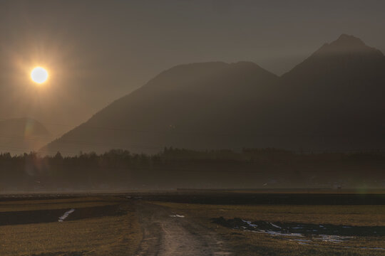 Sonnenuntergang, landschaft, salzburg, berg, stimmung.