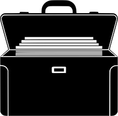 Open Document Briefcase File Storage Business Silhouette Vector Icon