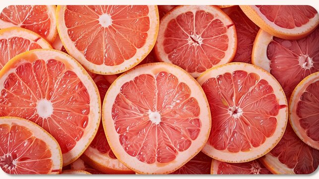Bright seamless pattern of pink grapefruit slices layered together, creating a fresh citrus texture for summer food and drink concepts.