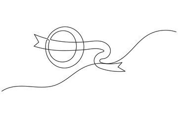 Obraz premium Circular badge ribbon continuous one line drawing quality seal minimalist vector