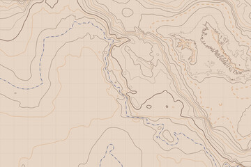 Vintage Beige Topographic Map Texture with Elevation Lines
