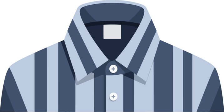 A blue and gray striped button-down collared shirt
