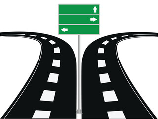 Roads diverging with direction sign. © RIKARDO