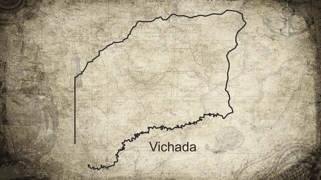 Vichada Columbia map drawn on a cartography background sheet of paper