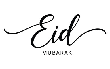 Modern Eid Mubarak calligraphy on white background