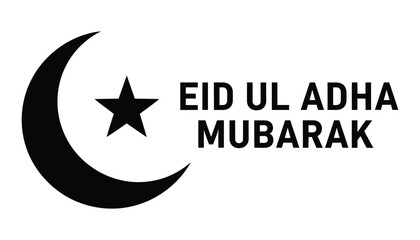 Crescent moon and star Eid ul Adha Mubarak design