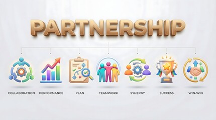 Obraz premium Partnership and business success concept with icons