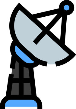 Satellite dish icon illustrating global communication, broadcasting, and data exchange, symbolizing advanced technology connecting devices and networks worldwide