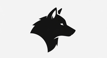 Obraz premium Black silhouette of a wolf's head in profile on white background symbolizing wildness and freedom