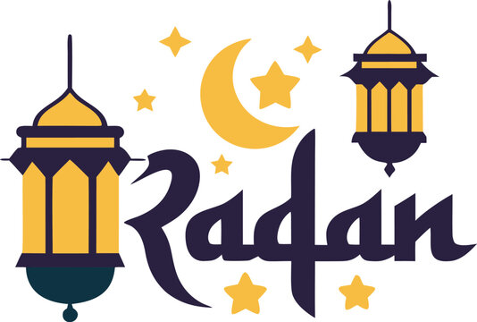 Radan logo with lanterns and stars isolated on transparent background, Vector, illustration