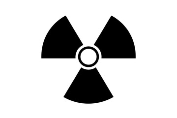 A black radiation symbol icon on a white background