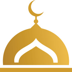 Islamic mosque dome with crescent isolated on transparent background, Vector, illustration