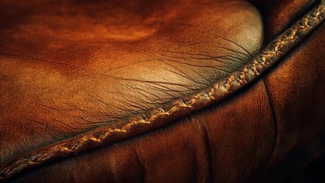 Medium angle on resilient selfhealing leather panel restoring its flawless finish highlighting the advanced materials ability to maintain pristine appearance.