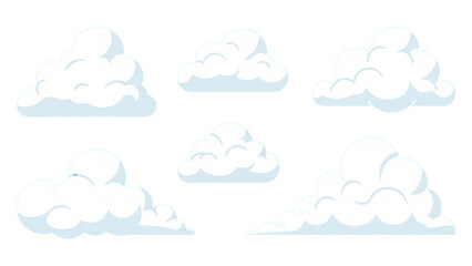 Fototapeta premium Collection of White Clouds Illustration Set on White Background from Various Viewpoints