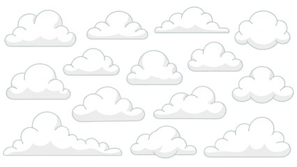 Obraz premium Collection of white clouds arranged in a grid pattern, illustration, serene atmosphere, multiple clouds, cloudy view