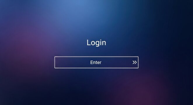 Abstract digital login screen with an interactive enter button graphic design